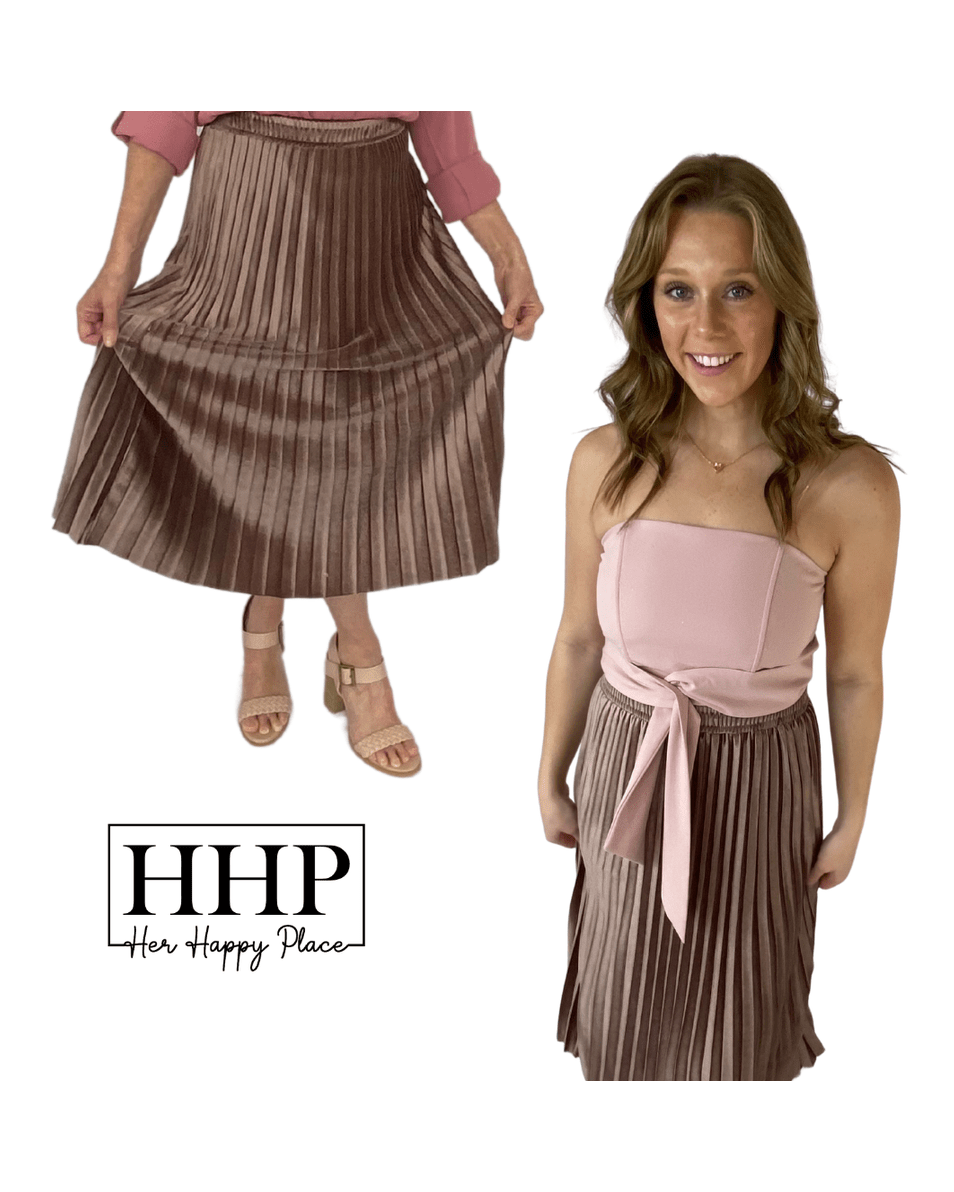 Pleated Metallic Skirt