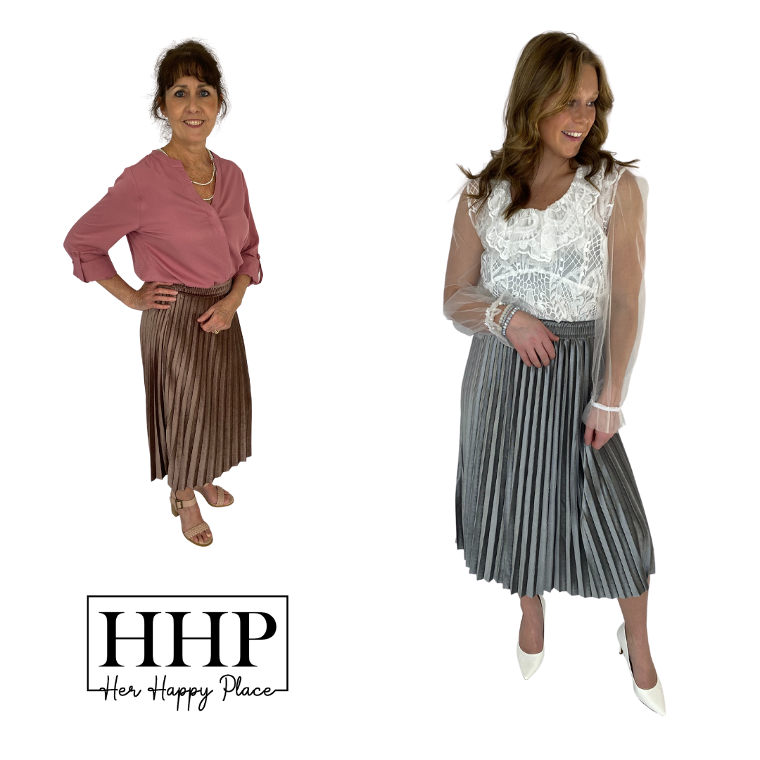 Pleated Metallic Skirt