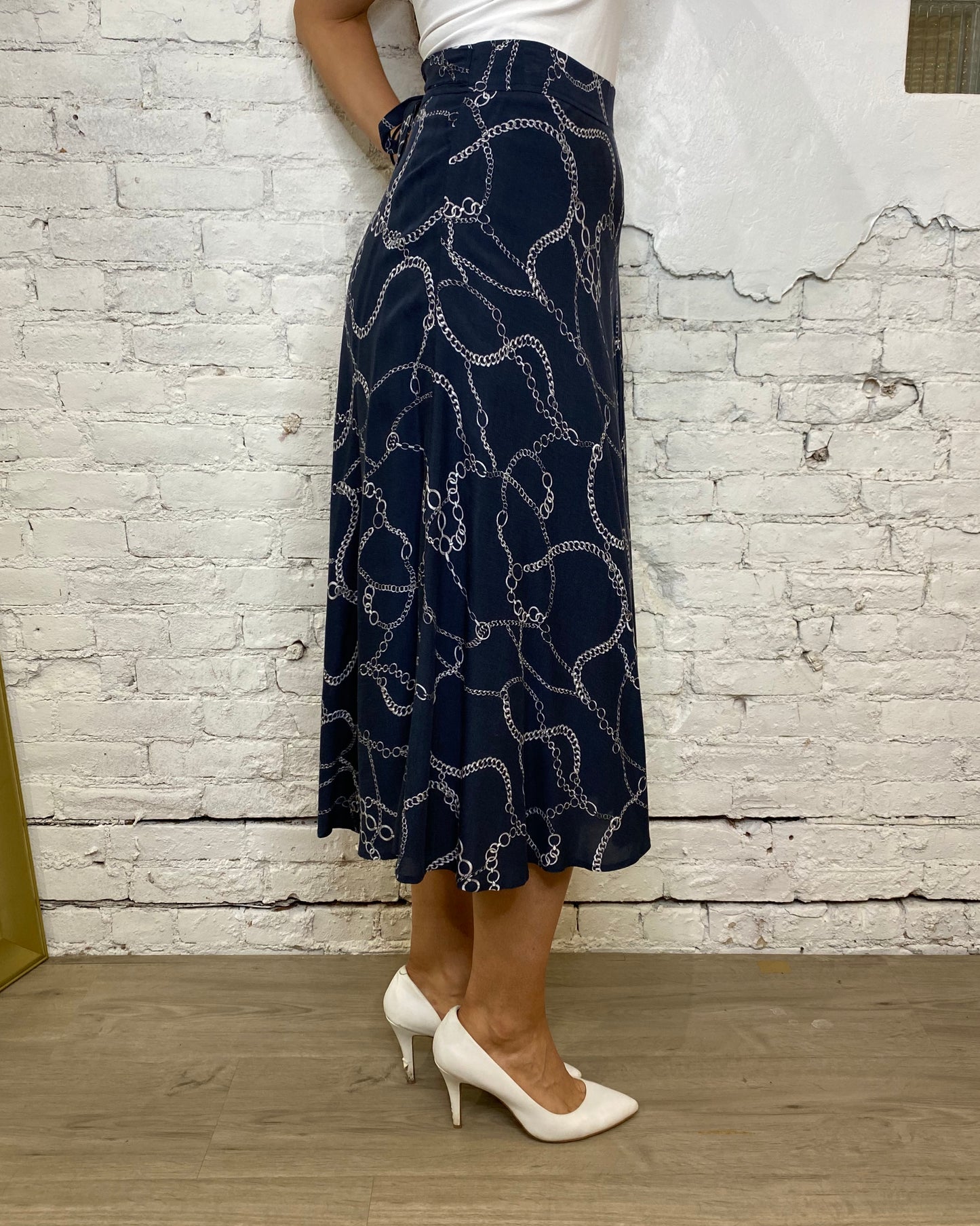 Chain Print Midi Skirt