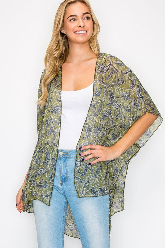 Chiffon Printed Kimono Cardigan