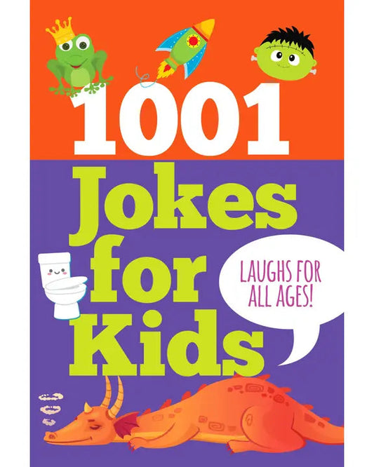 Book cover of '1001 Jokes for Kids' with colorful illustrations and text.