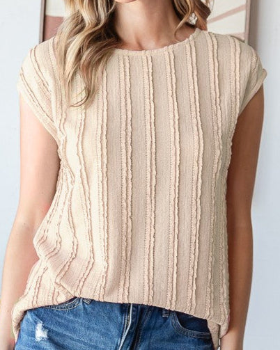 The Everyday Lace Stripe Top – Soft Stretch & Easy Style