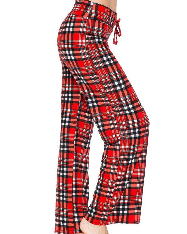 Red & Black Plaid Buttery Soft Wide Leg Lounge Pants