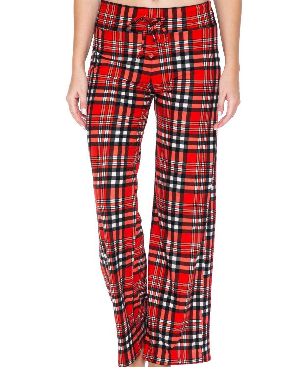 Red & Black Plaid Buttery Soft Wide Leg Lounge Pants