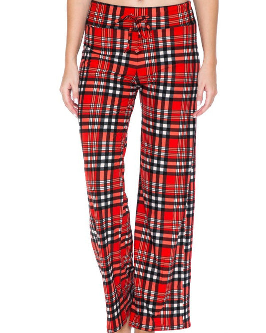 Red & Black Plaid Buttery Soft Wide Leg Lounge Pants