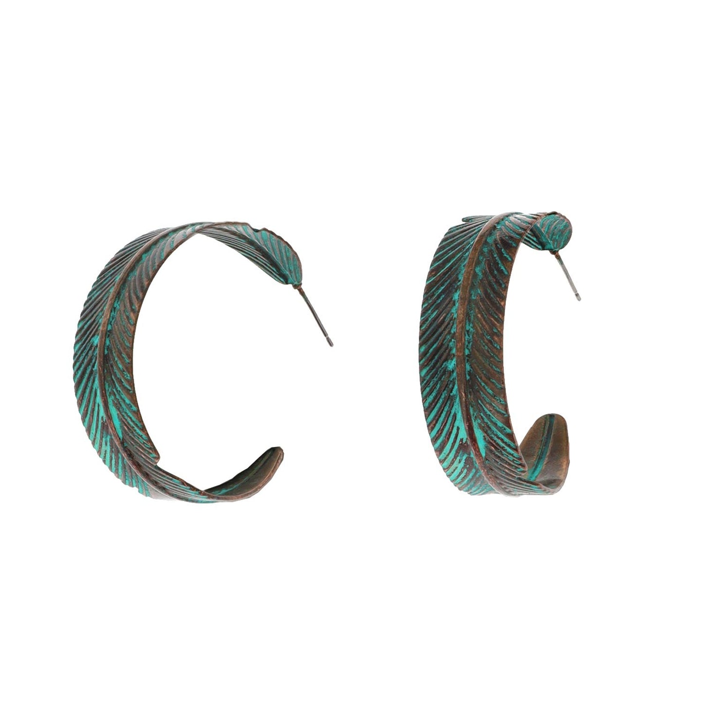 Western Open Hoop Feather Earrings