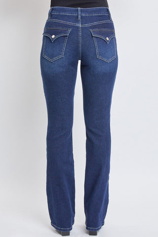 Mid-Rise Bootcut Denim with Flap Pockets