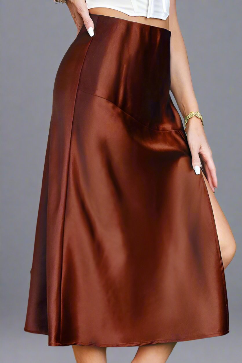 Mid Length Satin SKirt