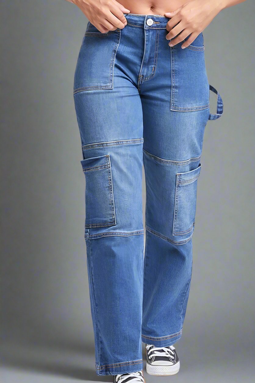 Straight Leg Cargo Jeans