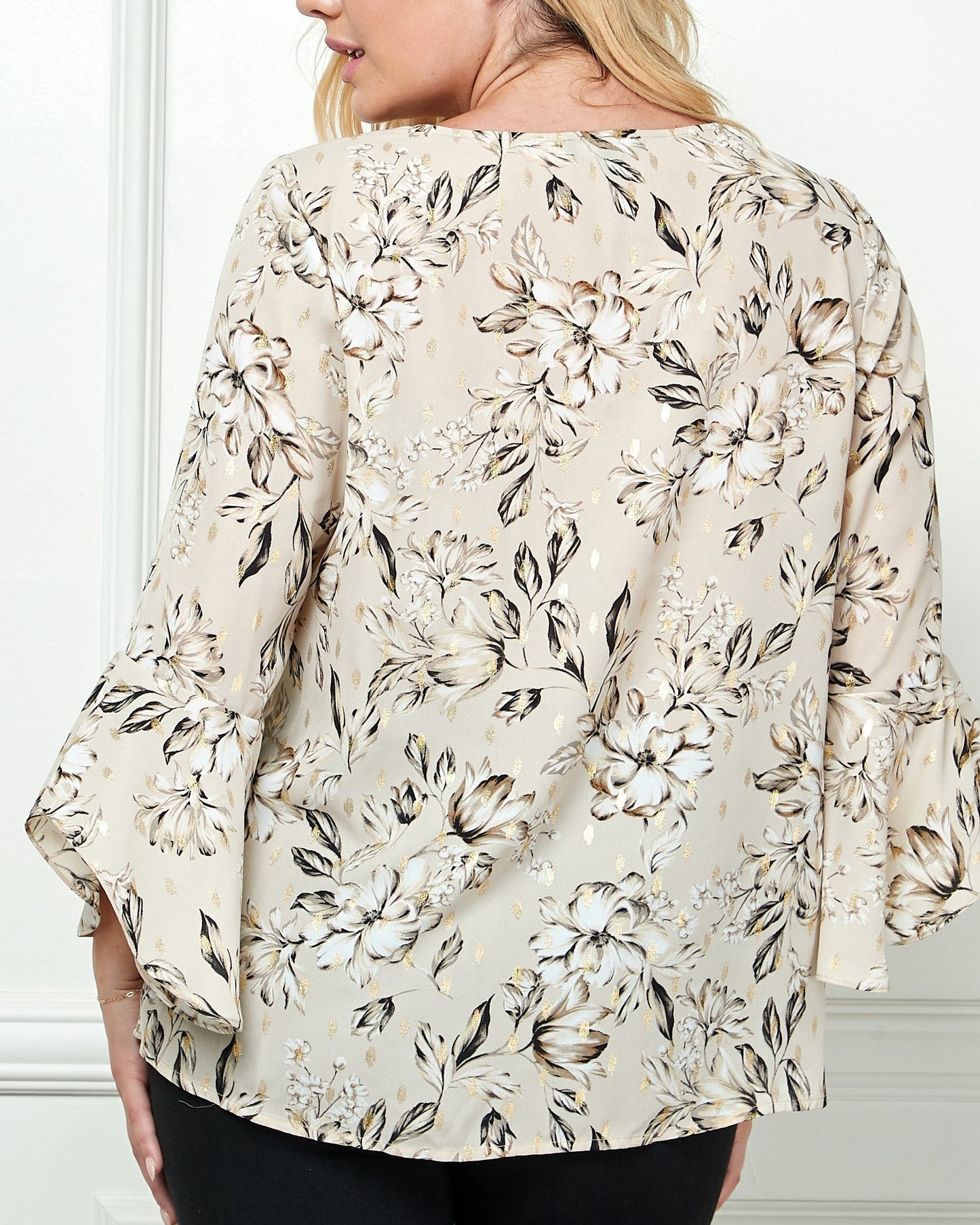 Ruffle Ease V-Neck Swing Blouse