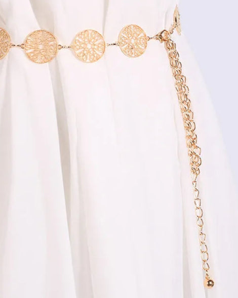Vintage-Inspired Filigree Medallion Chain Belt