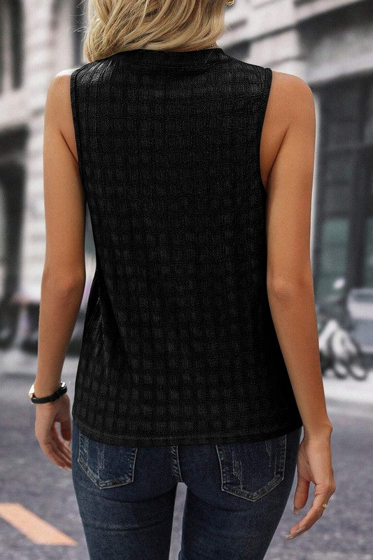 Sleeveless Mandarin Collar Blouse