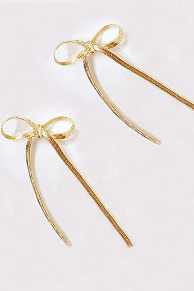 Herringbone Chain Bow Earrings