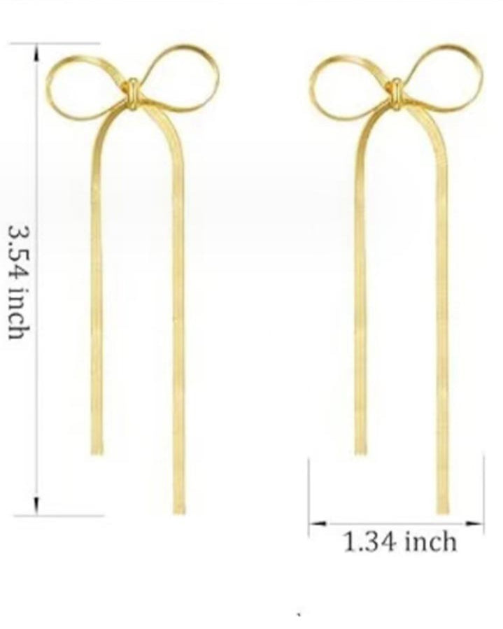 Herringbone Chain Bow Earrings