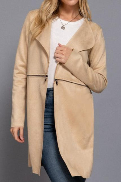 Faux Suede Midi Jacket