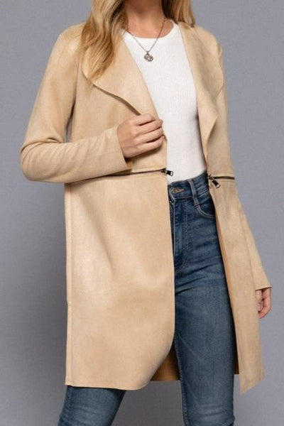 Faux Suede Midi Jacket