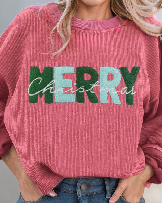 Ribbed Christmas Graphic Sweatshirt