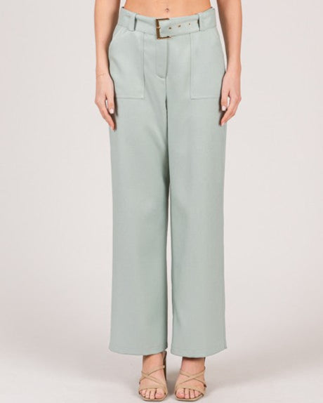 Premium Textured Twill Wide-Leg Trouser