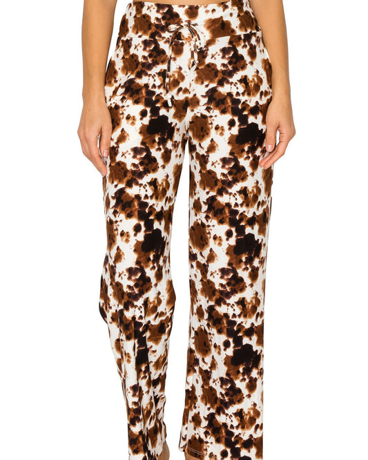 Brown Animal Print Buttery Soft Wide Leg Lounge Pants