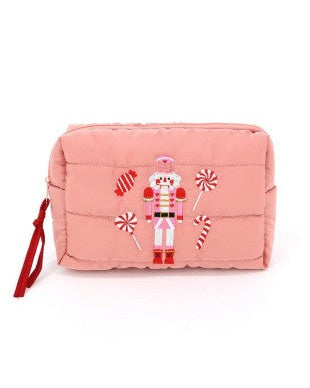 Quilted Christmas Cosmetic Pouch | Holiday Makeup Bag