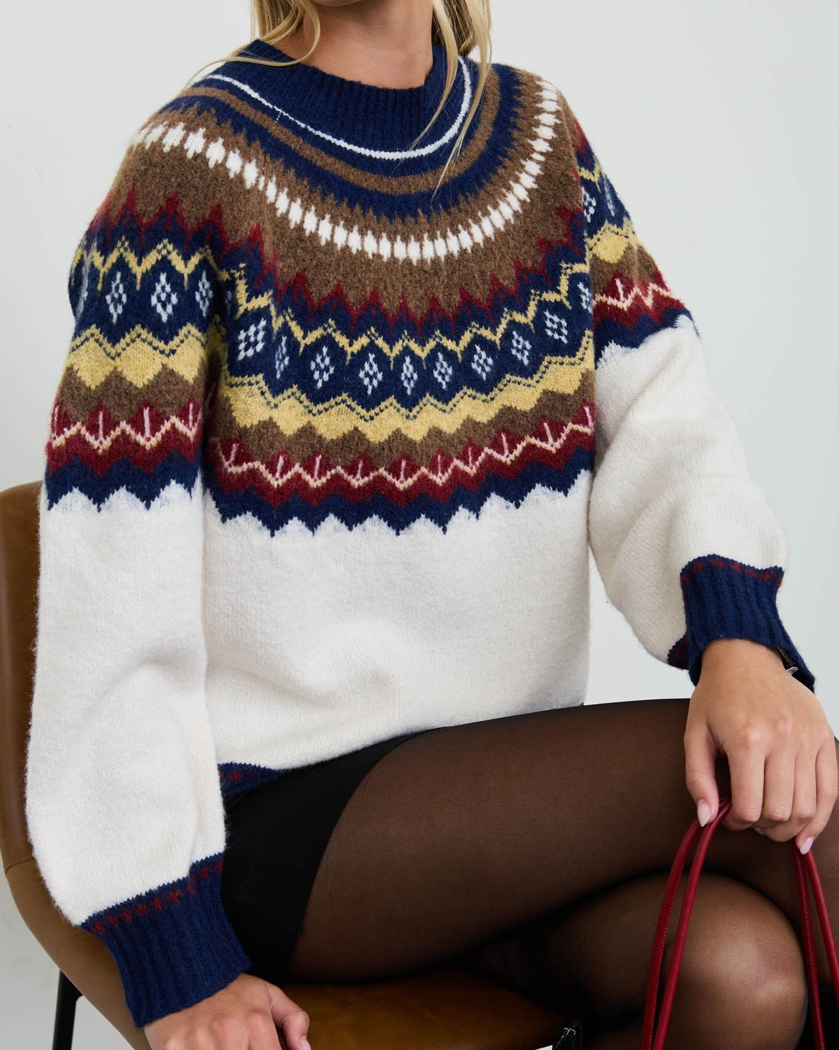 Multicolor Fair Isle Crew Neck Sweater