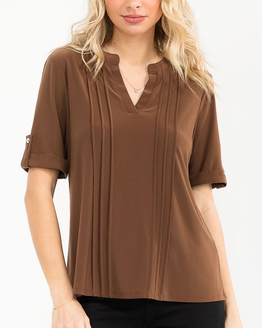 Chocolate Pintuck Blouse