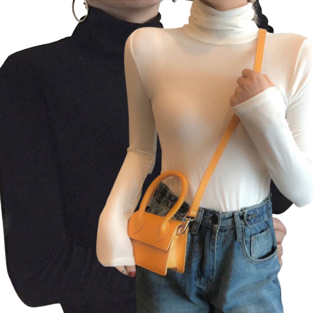 Basic Cotton Blend Turtleneck