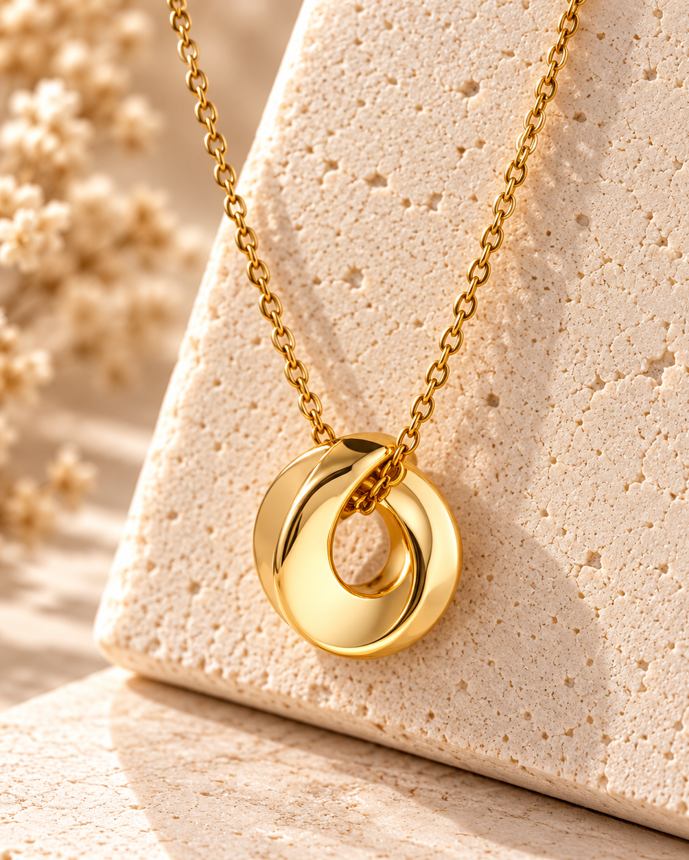 Gold Stainless Steel Pendant Necklace – 18"