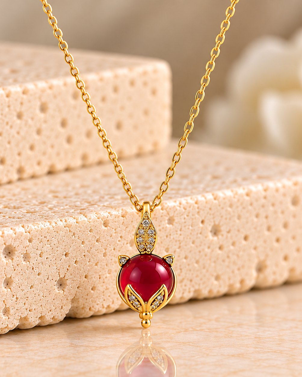 Glass Orb Pendant Necklace | Gold Stainless Steel