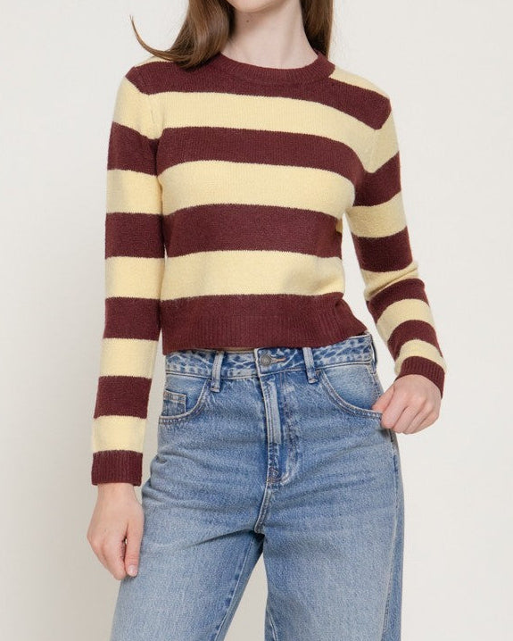 Merlot & Butter Yellow Stripe Sweater