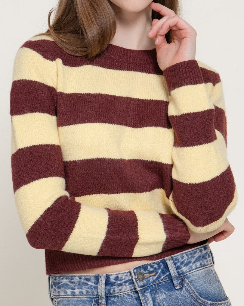 Merlot & Butter Yellow Stripe Sweater