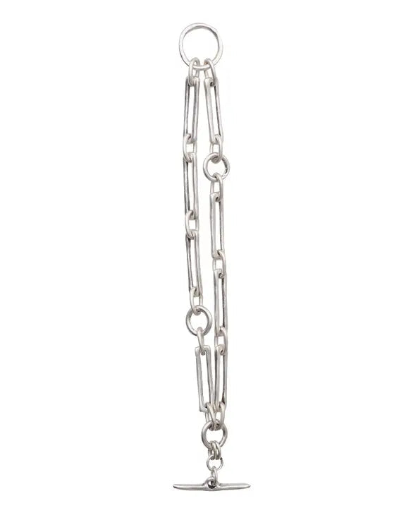 Silver chain necklace on a white background