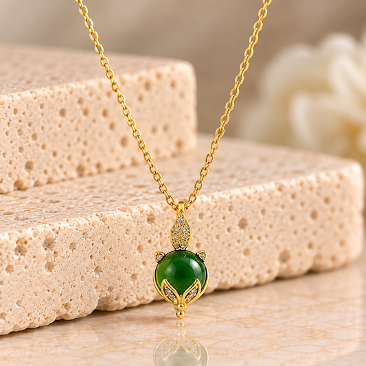Glass Orb Pendant Necklace | Gold Stainless Steel