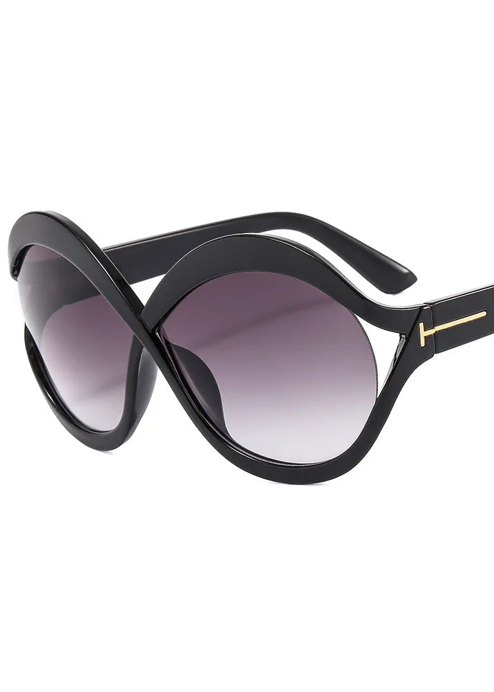 Black sunglasses with gradient lenses on a white background