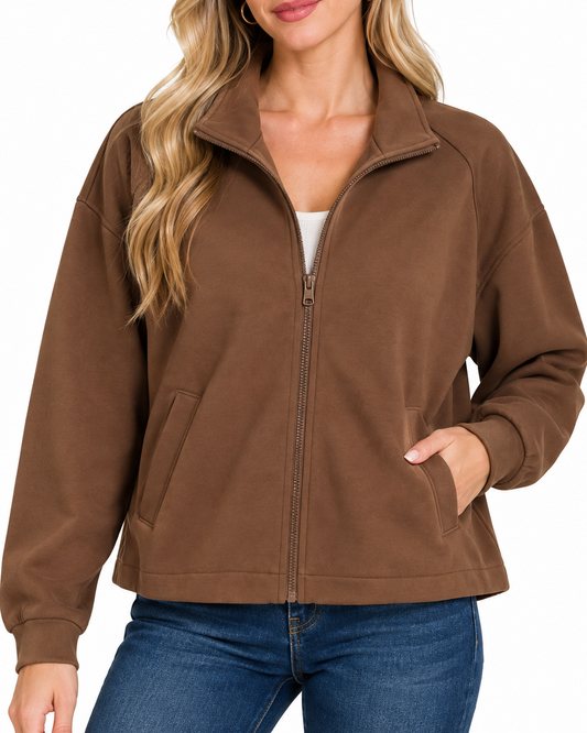 Brown Scuba Full Zip Jacket