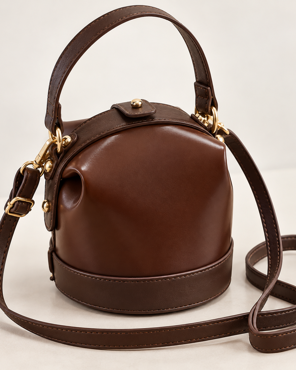 Two-Tone Mini Bucket Crossbody Bag