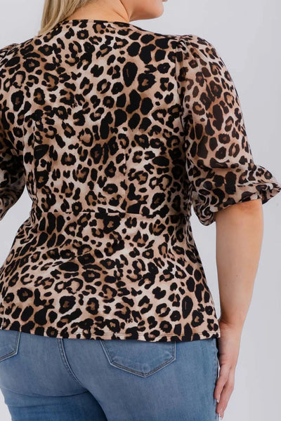 Lantern Sleeve Wrap Blouse