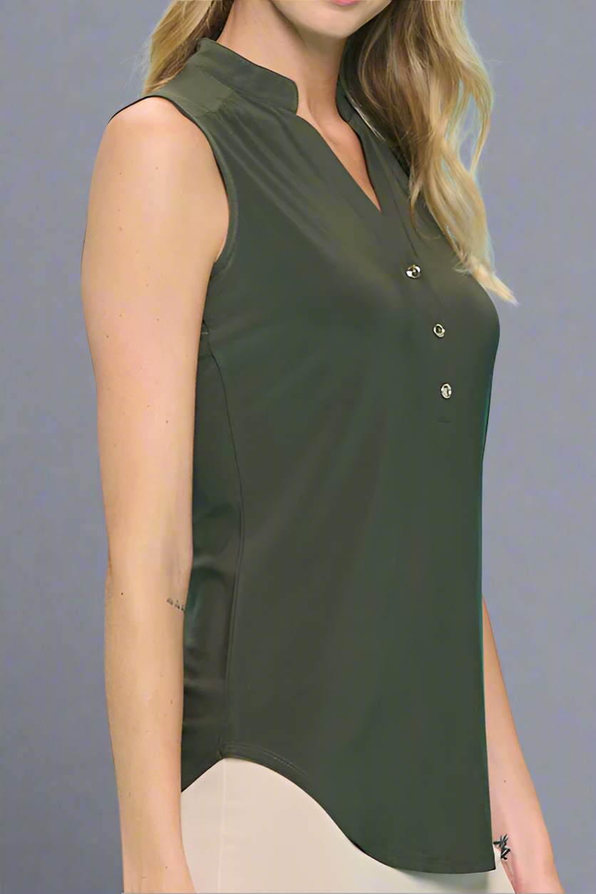 Mandarin Collar Sleeveless Top