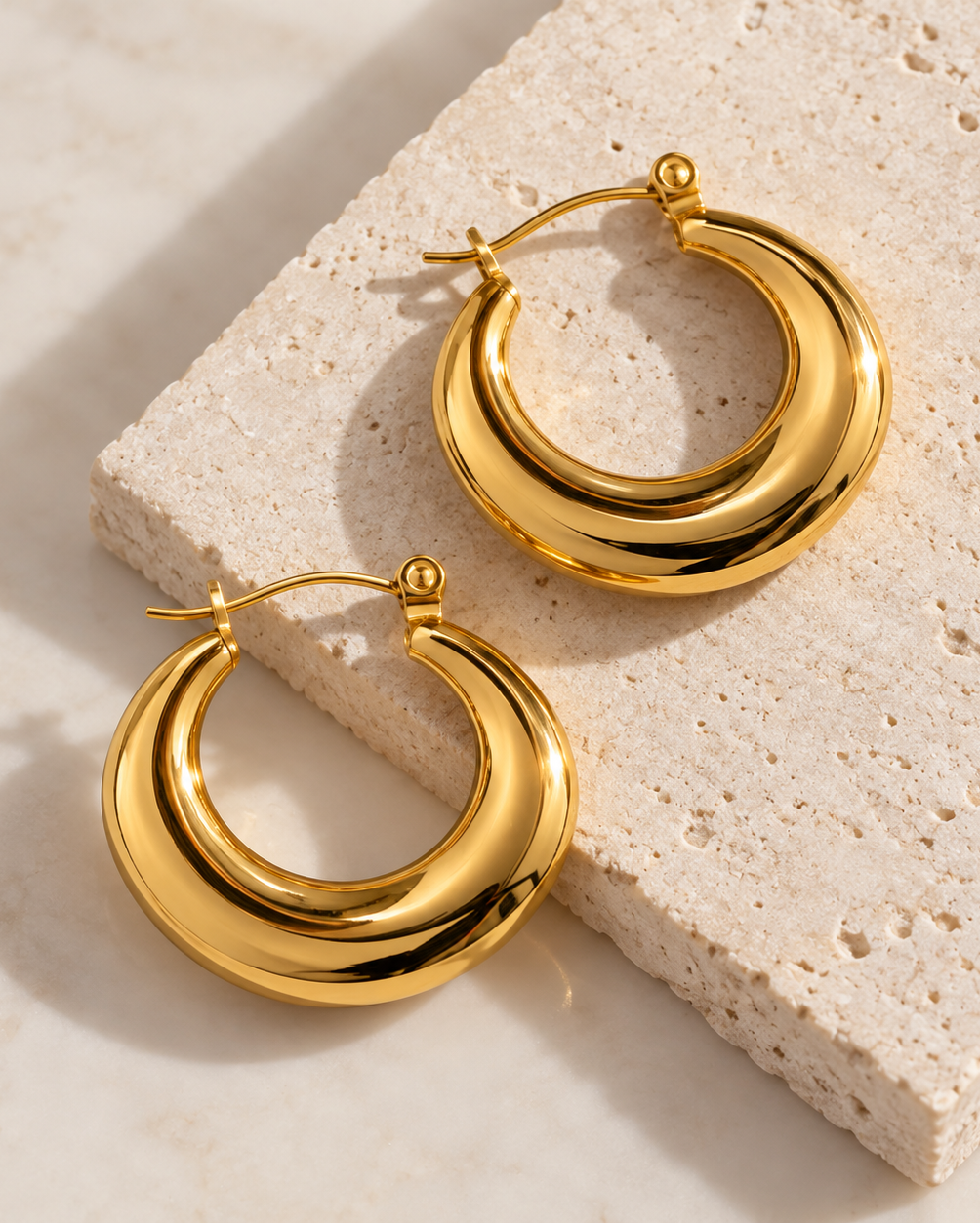 Polished Stainless Steel Hoop Earrings