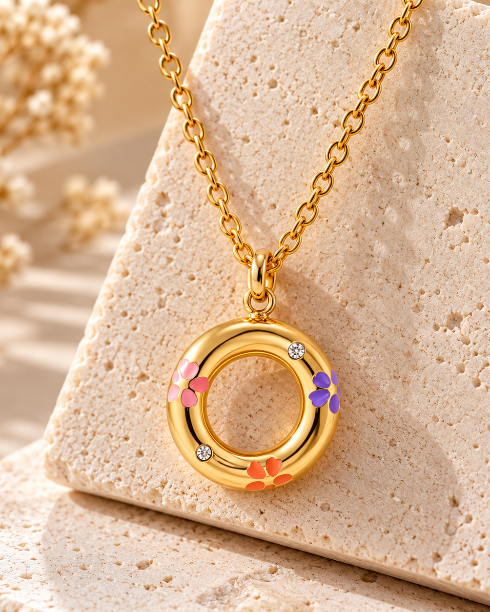 Gold Stainless Steel Pendant Necklace – 18"