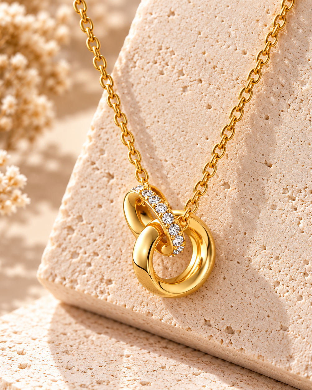 Gold Stainless Steel Pendant Necklace – 18"