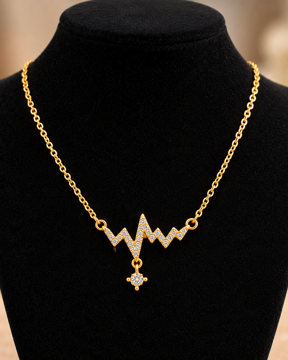 Gold Crystal Lightning Pendant Necklace | Stainless Steel