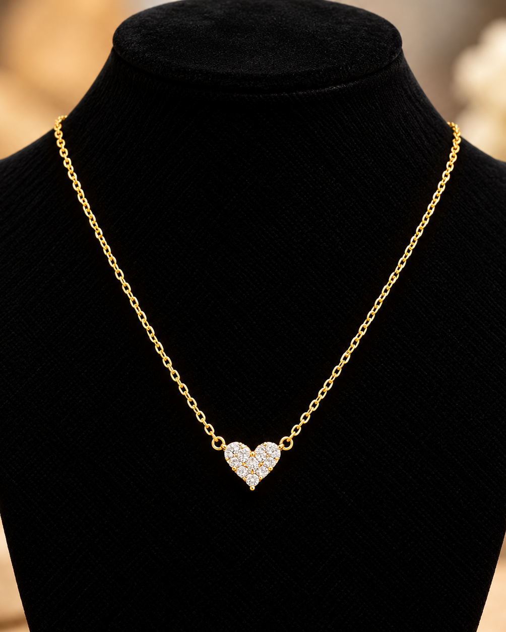 Gold Crystal Heart Necklace | Stainless Steel