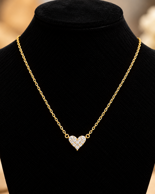 Gold Crystal Heart Necklace | Stainless Steel