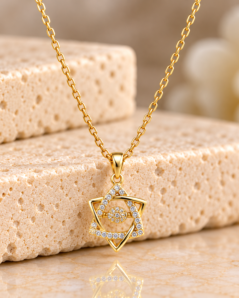 Gold Crystal Star Pendant Necklace | Stainless Steel