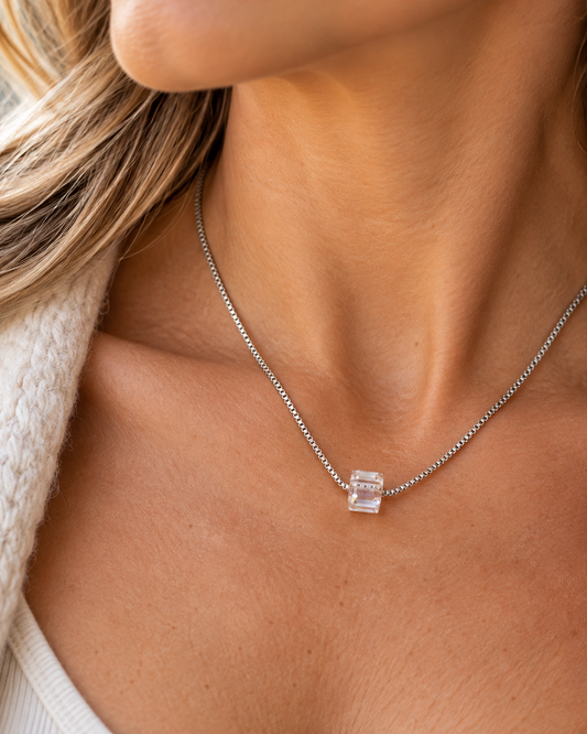 Crystal Cube Necklace | Gold or Silver