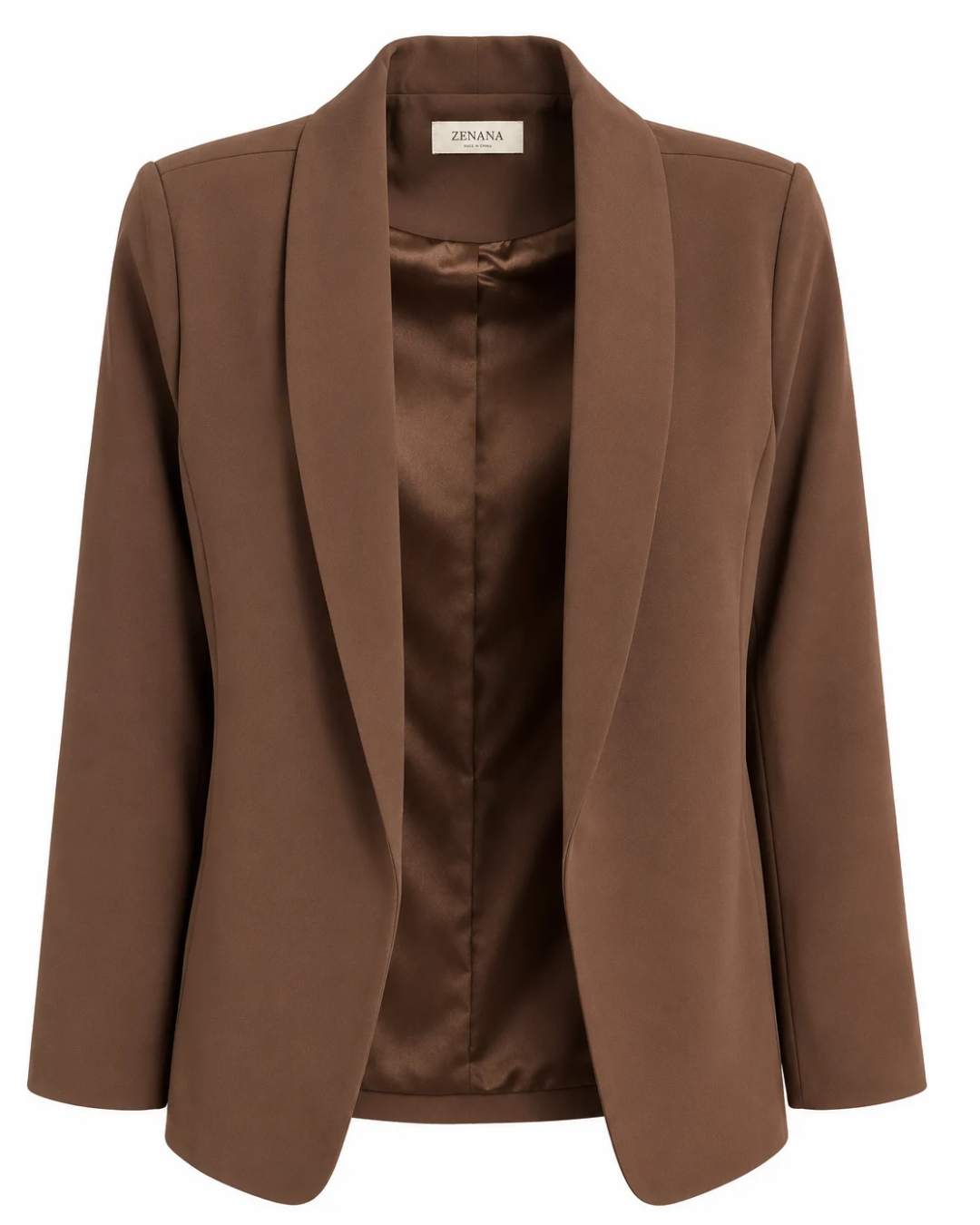 Chocolate Brown Open Front Blazer | Fully Lined