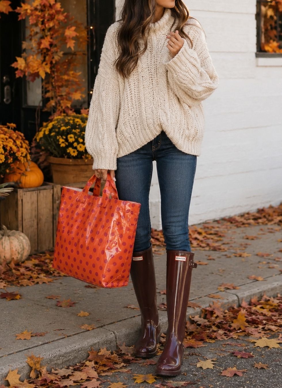 Glossy Polka Dot Carryall Tote