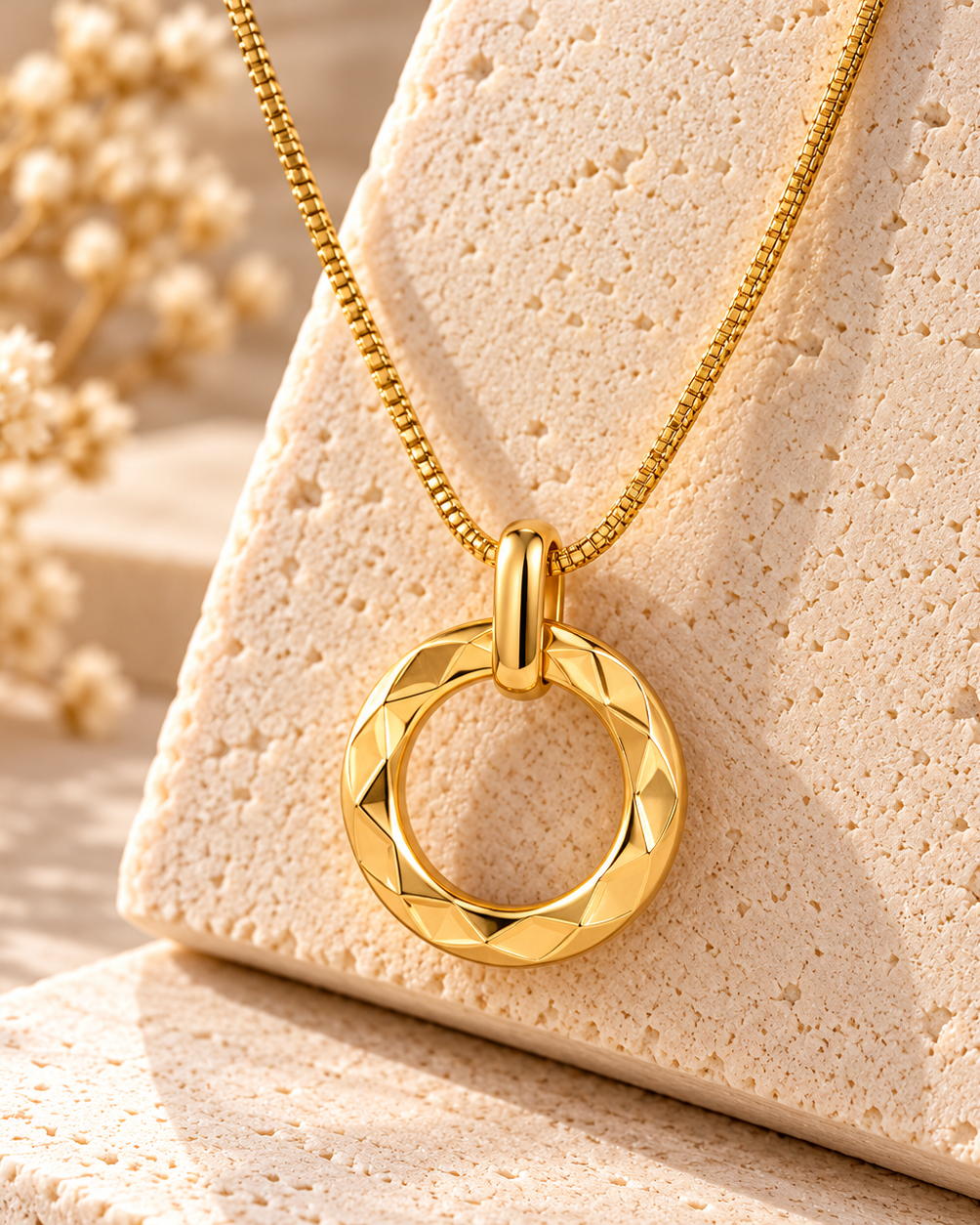 Gold Stainless Steel Pendant Necklace – 18"