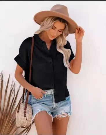 Short Sleeve Cotton Button Up